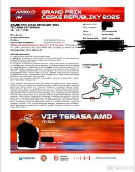2 x VIP vstup Moto GP Brno