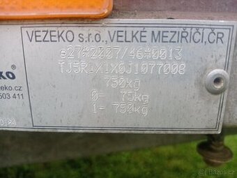 Přívěsný vozík vezeko 750kg 200x125cm