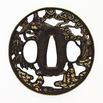 Japonská Starožitná Tsuba - Záštita Japonského Meče