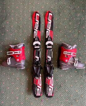 Dětské lyže ELAN 90cm s vázáním ELAN a lyžáky Alpina EU32