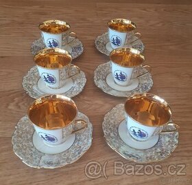Zlacené porcelánové hrnečky-keramika Horní Slavkov