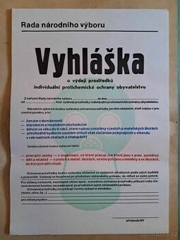 Plagát - vyhláška o výdaji prostriedkov CO obyvateľstvu