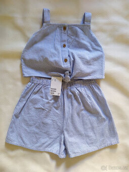 Nové pruhované top a šortky, H&M, vel. 128