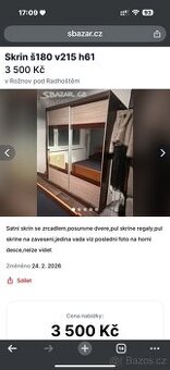 Šatní skřín se zrcadlem