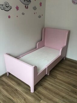 IKEA BUSUNGE Rozkládací dětská postel - růžová 80x200