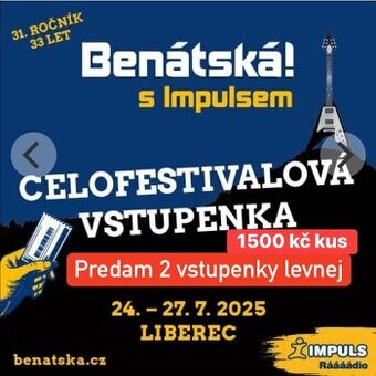 Celofestivalove vstupenky 2 benatska festival liberec