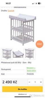 Přebalovací pult Jáš bílý borovice, včetně zamykatelných kol