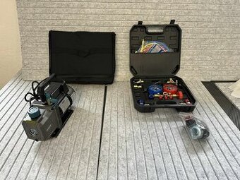 Servisní sada klimatizace: vakuová pumpa + manometry(475)