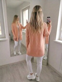 Dámský kardigan meruňkové barvy - S/M-M