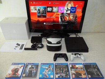 PS 4 500 GB+ VR virtuálni realita bríle + 2x ovladač + 9 her