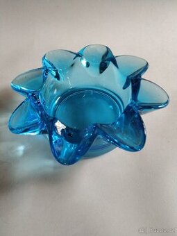 Nádherný tyrkysový popelník , miska RUDOLF JURNIKL + svícen