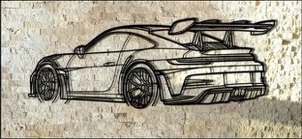 Minimalistické Kovové Nástěnné Umění – Sportovní Auto - 1