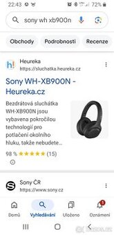 Sony sluchátka typ vyfocený blutu...