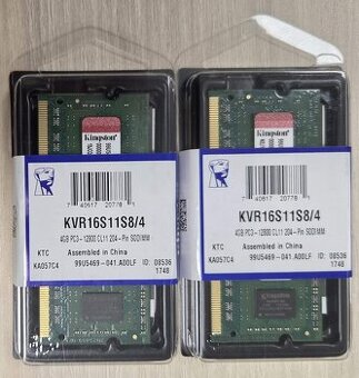 2x DDR3L 4 GB Kingston 1600 MHz SO-DIMM, skvělý stav