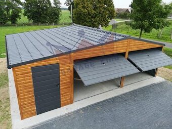 Plechová garáž v imitaci dřeva 8x5 | Montáž celá ČR