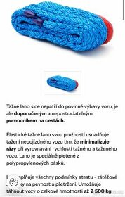 tažné lano škoda