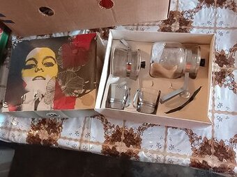 Skleněná čajová, kávová sada - mix Czechoslovakia