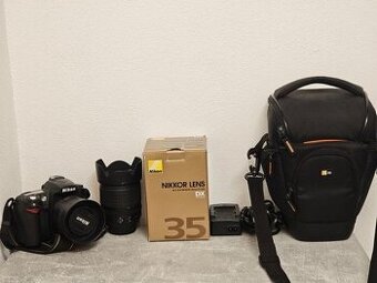 D90 NIKON s pevnou 35, ZOOMem 18 - 105 a brašnou