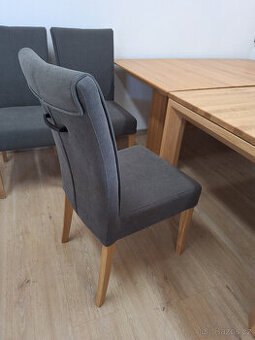Nová židle šedé polstrování- nohy masiv dub, madlo