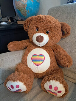 Velký hnědý medvěd JAFRI TOYS se srdcem, 60 cm