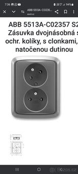Dvojzásuvka TANGO ABB nová , šedá