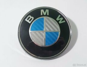 BMW přední i zadní znak modrobílý karbon 82mm