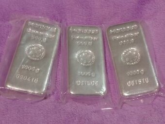 Investiční Stříbro Slitek 1kg Heraeus 999,9 3ks