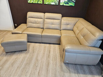 Rohová kožená sedačka 270x180cm včetně taburetu