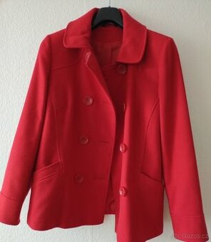 3) kabátek jarní/podzimní červený s podšívkou