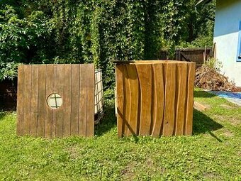 Dřevěný kryt na barel / možná psí bouda
