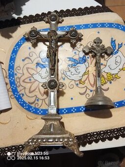 Krize krucixy,svícny poniklovane