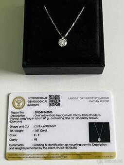 Zlatý 14K náhrdelník s diamantem 1,01 ct