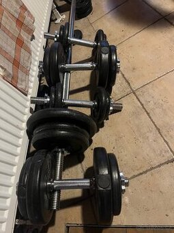 Jednoruční činky a osa, 71kg závaží