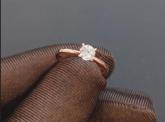 Diamantový prsten - zlato (750/1000) růžové, diamant 0,335ct