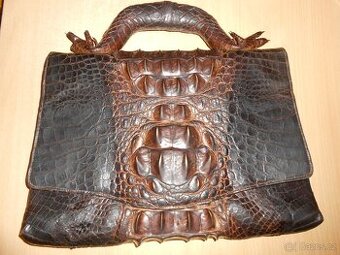 RETRO kabelka krokodýl kůže 37cm x 25cm - má vady - foto