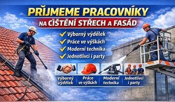 Přijmeme pracovníky na čištění střech a fasád