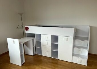 Postelová sestava s psacím stolem a úložným prostorem