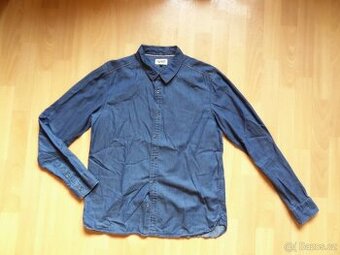 pánská Hilfiger Denim tm.modrá košile plátno, dl.ruk,ba L-XL