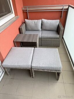 Zahradní sestava OLEA, polyratan, šeda/písková (5 dílů)