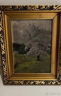 Kvetoucí strom  – olejomalba, sign. M. F. Šmída