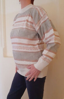 Svetr dámský, světlý norský vzor - vel. L