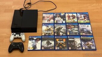 Prodám PlayStation 4 (PS4) + 13 her + 2 ovladače