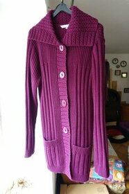 Fialový Svetro-kabátek s knoflíky -velikost L, XL - 1