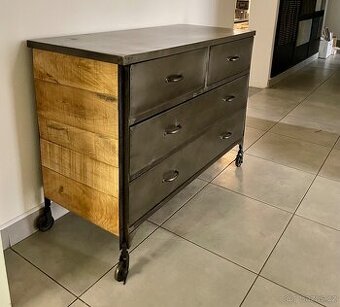 Komoda designová, kov a dřevo