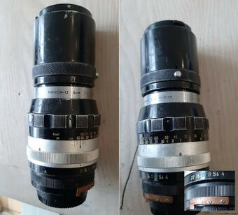 Nikon FM2 s 5 telekonvertory Nikon a prodlužovacím kroužkem