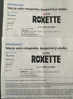 2x vstupenka Platinum1 na koncert ROXETTE 6.11.2025