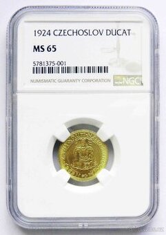 Svatováclavský dukát 1924, certifikace NGC MS 65