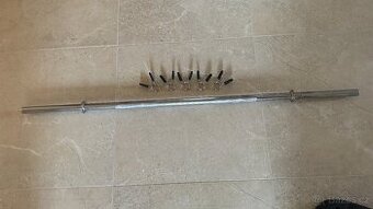 Vzpěračská tyč / osa na posilování + 5 svorek