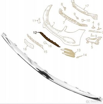 MERCEDES W222  Lišta nárazníku přední  ORIGINÁL