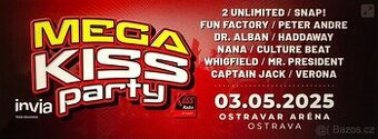 AKCE 3 ks vstupenek 1.kategorie/sezení na Mega Kiss Party